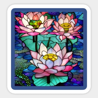 Stained Glass Lotus Flowers Sticker